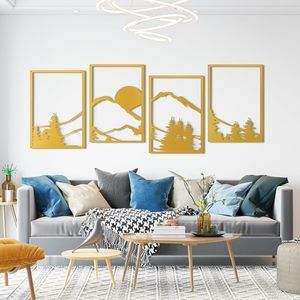 Black Metal Wall Art, 4 Pieces Wall Decor For Living Room Bedroom Hallway💝